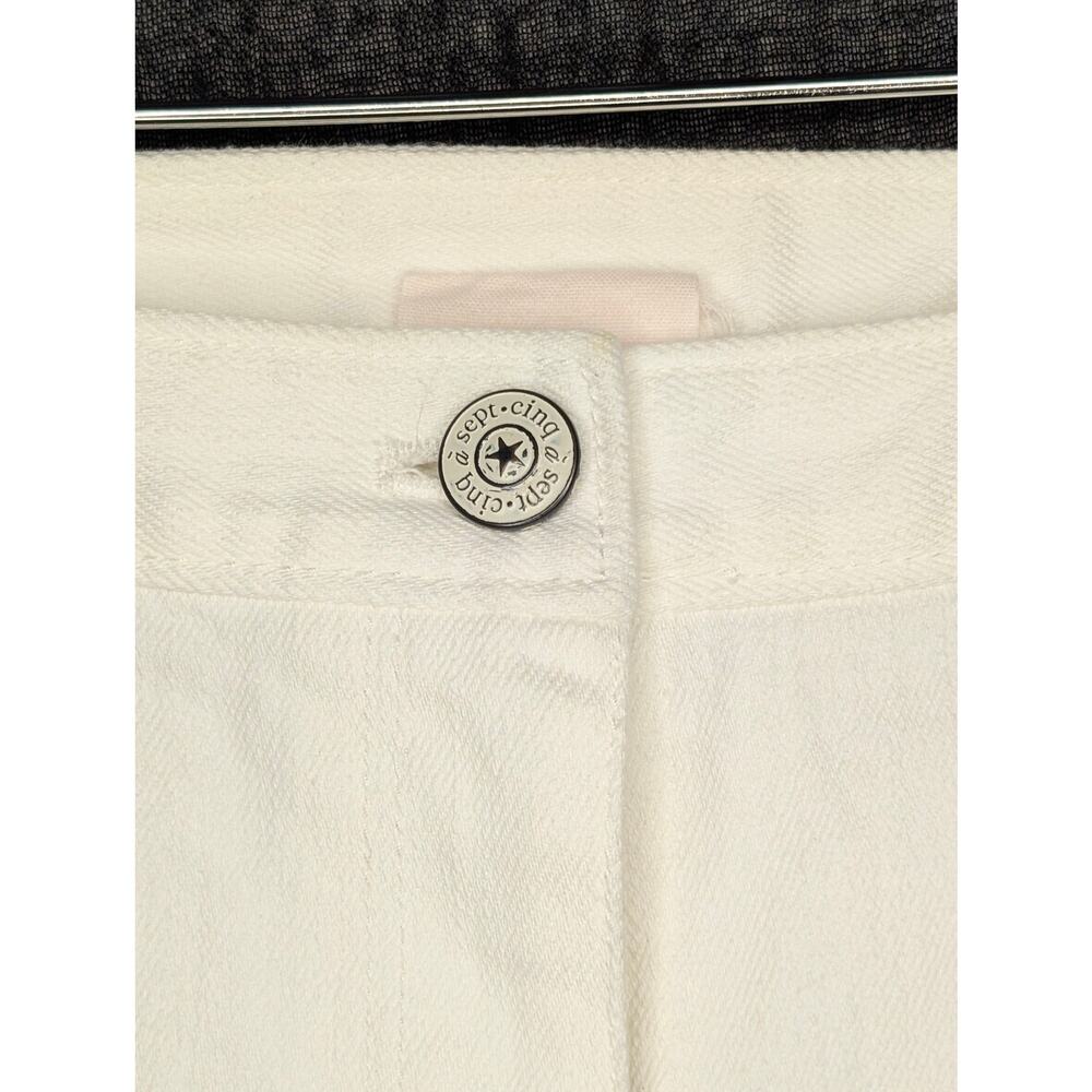 Cinq à Sept White Petal Ethel Ruffle Cuff Denim Flare Jeans Sz 6 Bridal Brunch - Picture 7 of 16